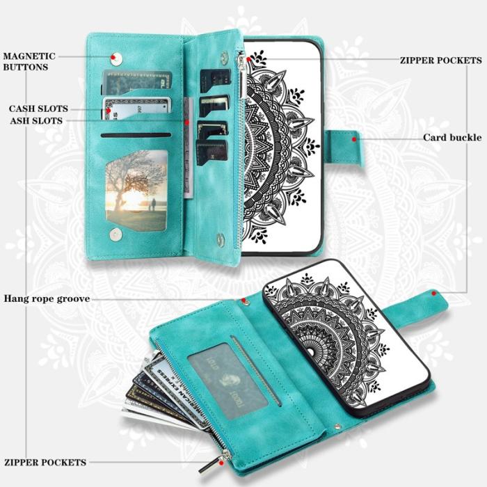 OEM - Samsung Galaxy S26 Plånboksfodral Mandala Blommönster Konstläder - Mintgrön