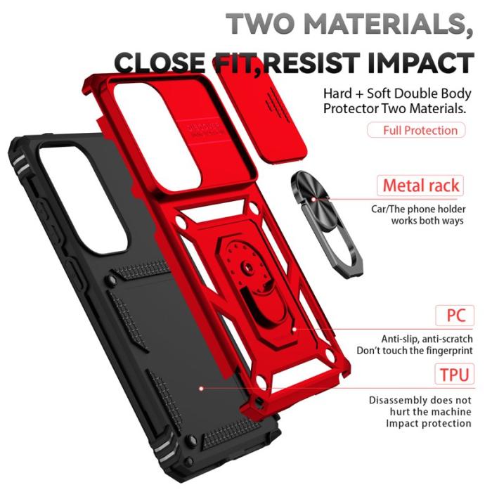 BINFEN COLOR - Mobilskal till Samsung Galaxy S26 Ultra Plast med Linsskydd Ställ - Röd