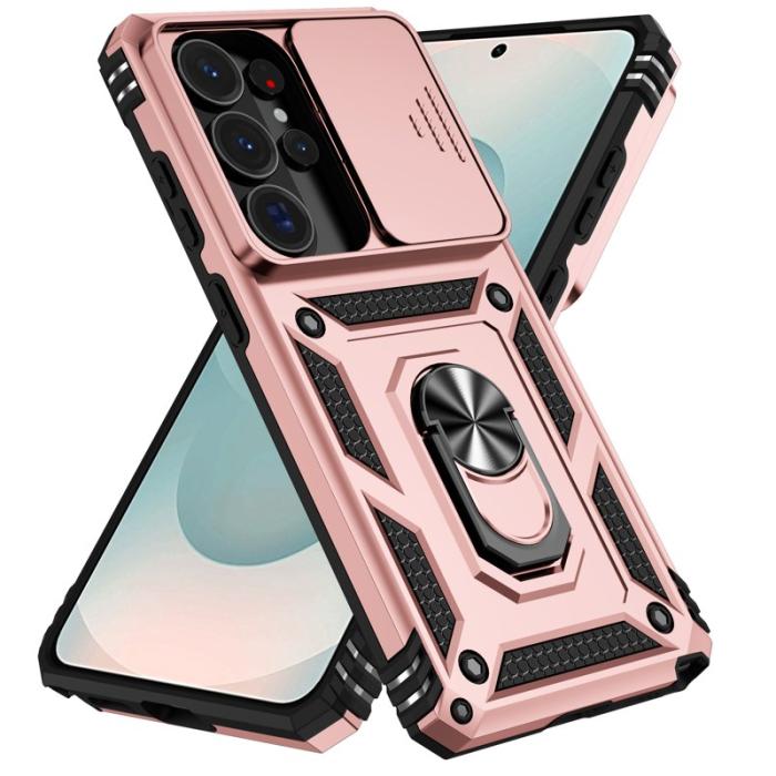 OEM - Mobilskal till Samsung Galaxy S26 Ultra Plast med Linsskydd Ställ - Roséguld