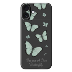 A-One Brand - iPhone 17 Mobilskal Grön Butterfly Pattern TPU - Svart