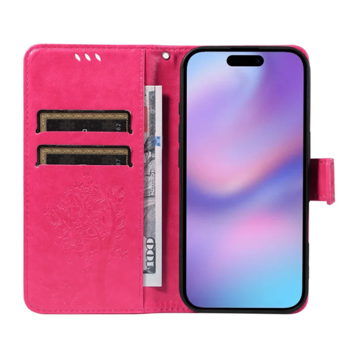 A-One Brand - iPhone 17 Plånboksfodral Tree Pattern - Rosa