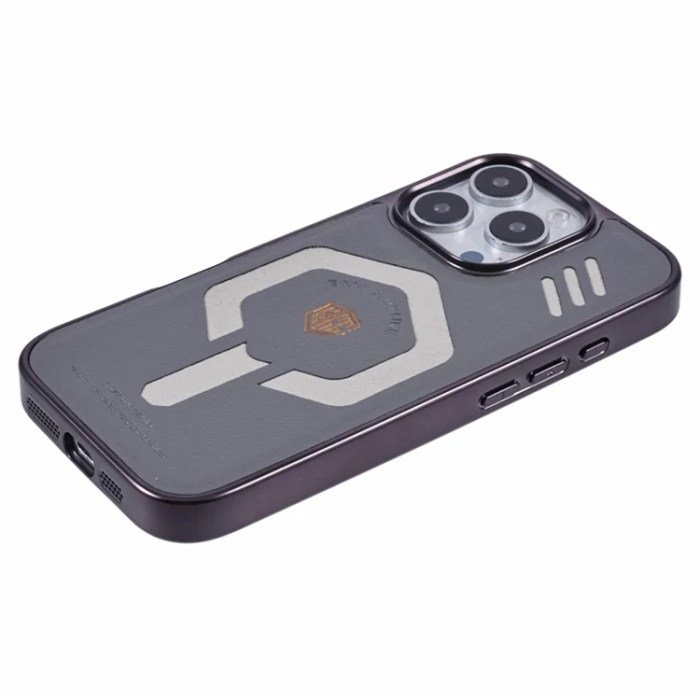 KIGC - KIGC iPhone 16 Pro Mobilskal Magsafe Läder - Grå