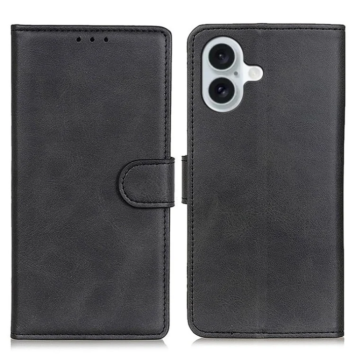 A-One Brand - iPhone 17 Plånboksfodral Cowhide Texture - Svart