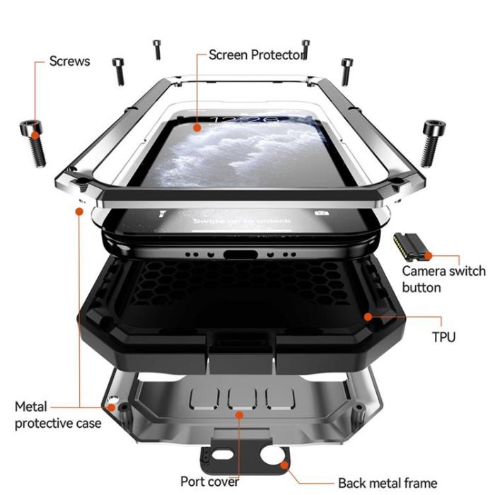 R-JUST - R-JUST iPhone Air Mobilskal Med Härdad Glas - Silver