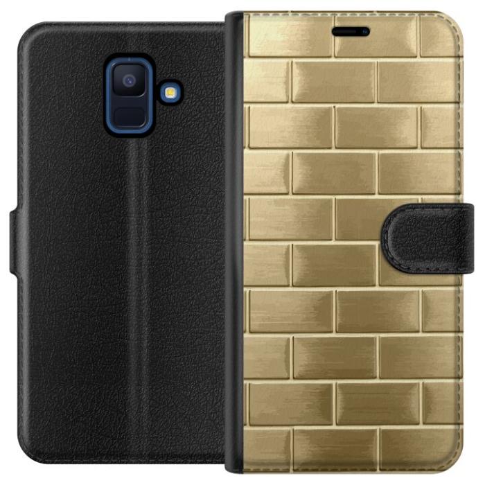 iSecrets - Plånboksfodral till Samsung Galaxy A6 (2018) med Gyllene Murstenar