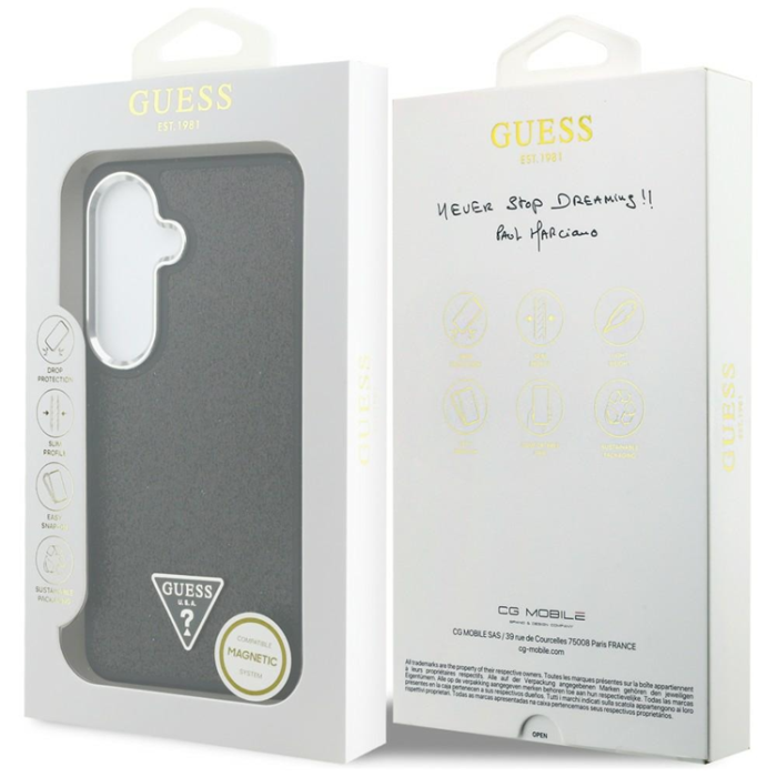 Guess - Guess Mobilskal För Galaxy S26 MagSafe Fixed Glitter Triangle - Svart