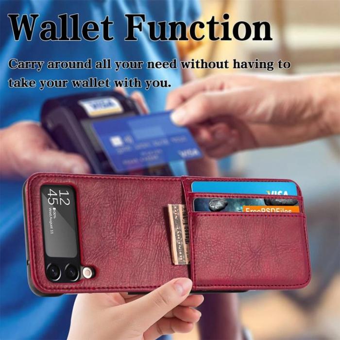 A-One Brand - Galaxy Z Flip 4 Plånboksfodral Portable Folding - Röd