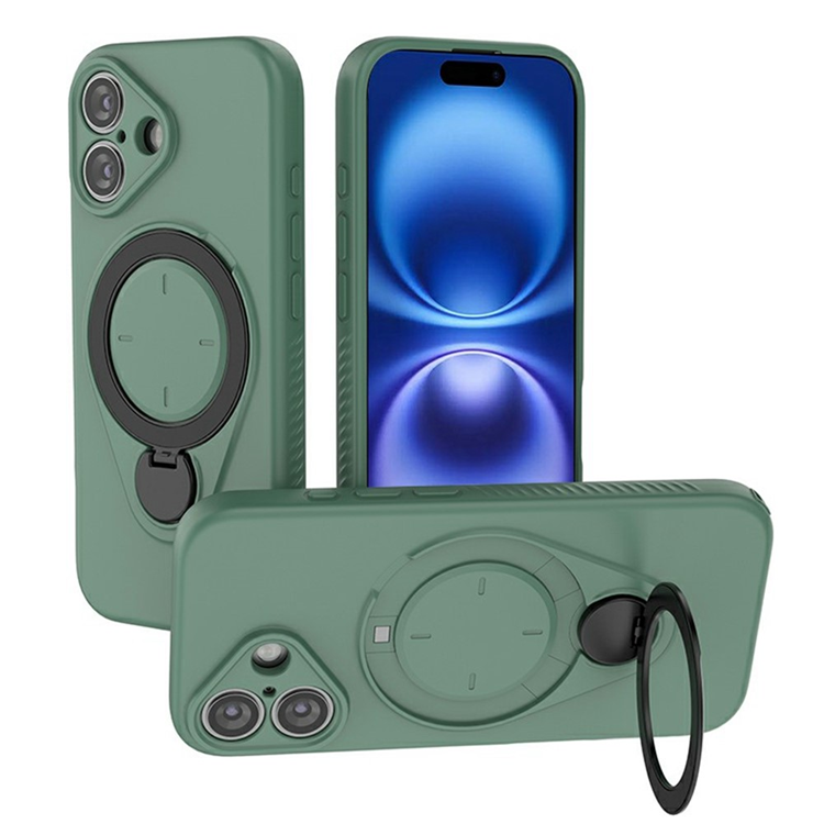iPhone 16 Mobilskal MagSafe Rotating Kickstand TPU PC - Grön (Grön) | 2353 | AlltMobil