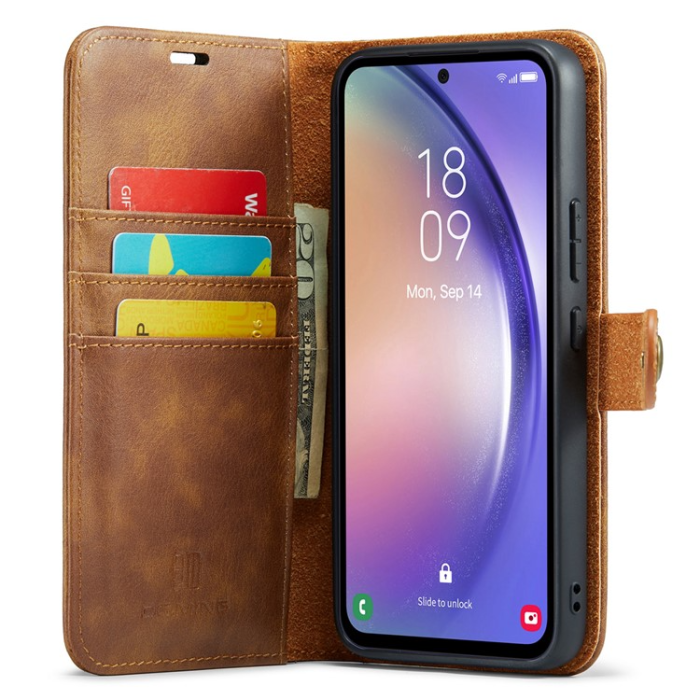 DG.MING - DG.MING Galaxy A54 5G Plånboksfodral Äkta Läder 2in1 - Brun