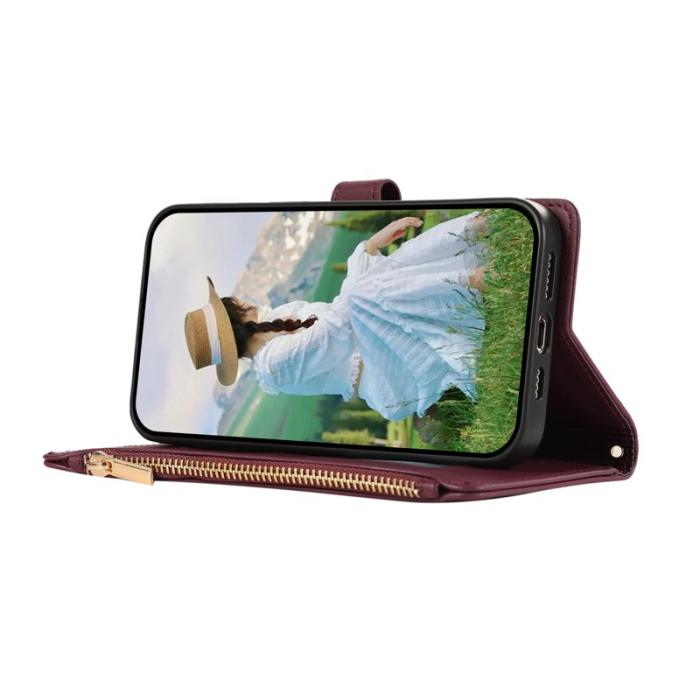 OEM - Mobilfodral för Samsung Galaxy S26 Konstläder Flera kortfack - Vinröd
