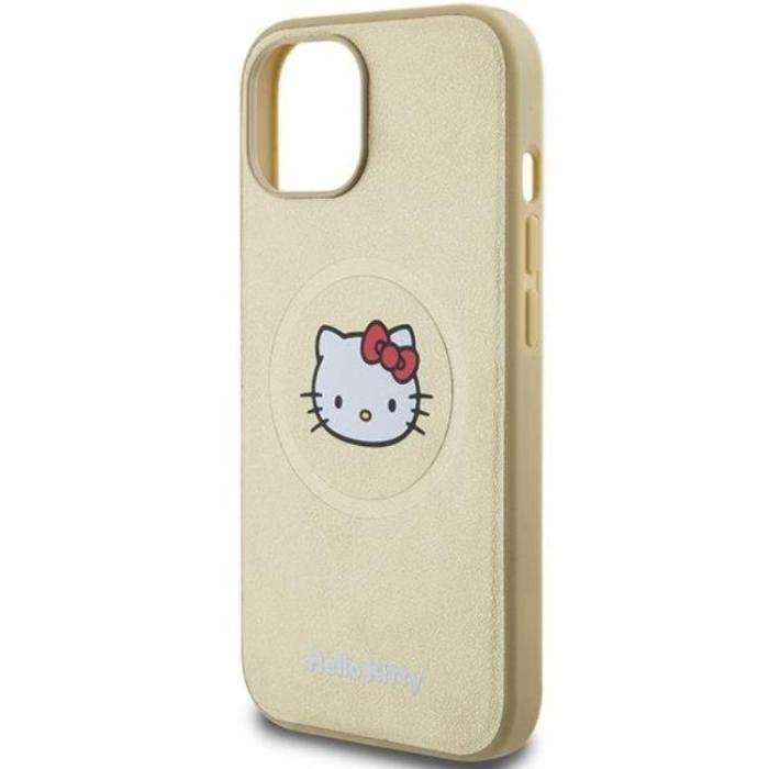 Hello Kitty - Hello Kitty iPhone 15 Mobilskal Magsafe Läder Kitty Head - Guld