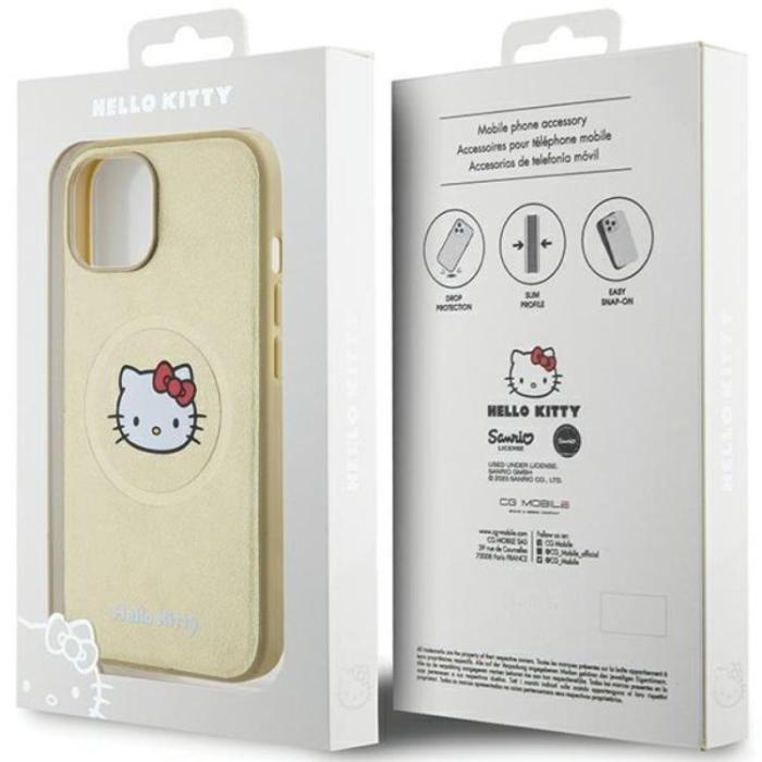 Hello Kitty - Hello Kitty iPhone 15 Mobilskal Magsafe Läder Kitty Head - Guld