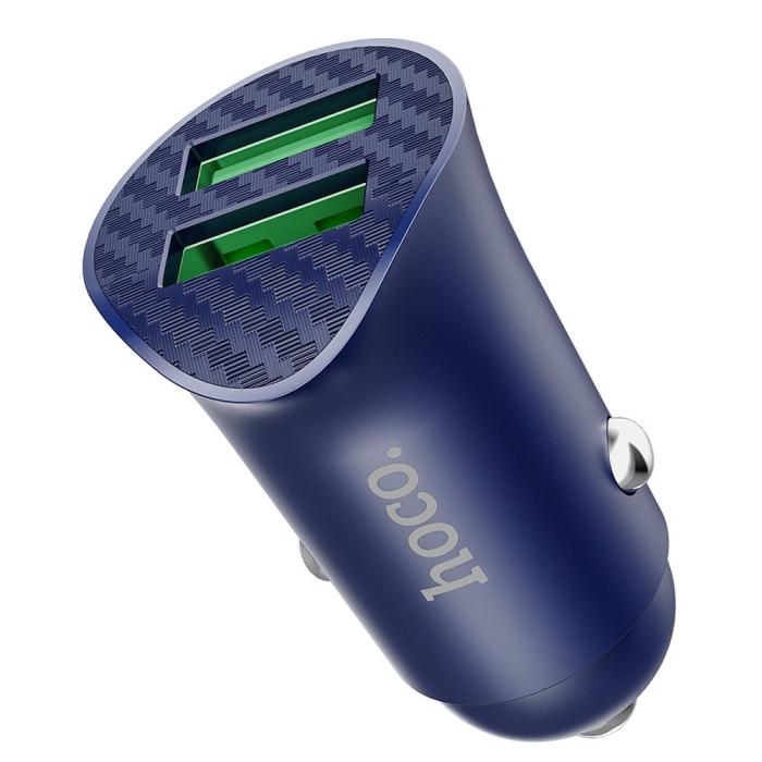 UTGATT1 - HOCO Billaddare 2 x USB QC3.0 18W Farsighted Z39 Blå