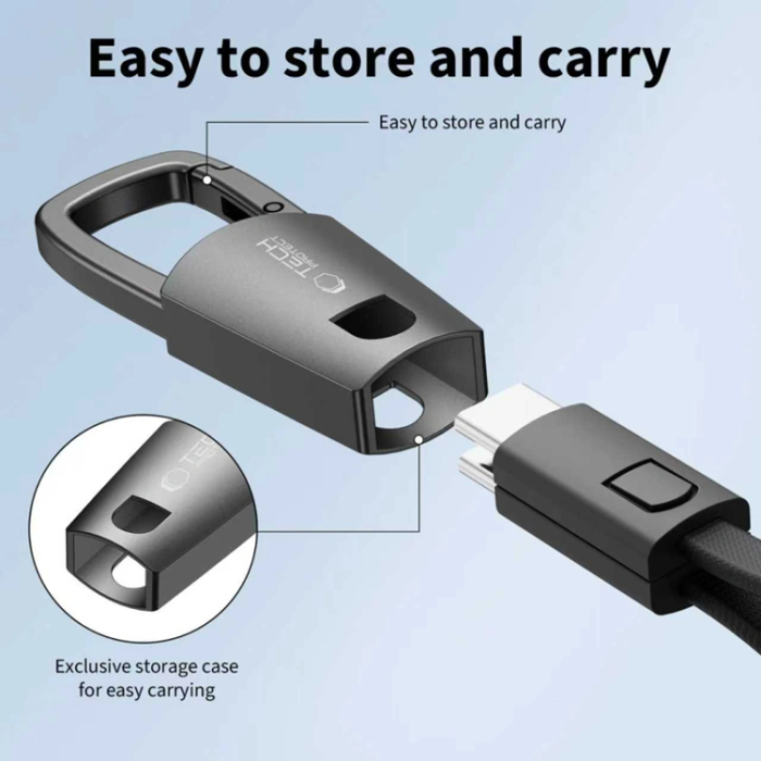 Tech-Protect - Tech-Protect USB-C till USB-C Kabel Nyckelring 60W - Iron Grå