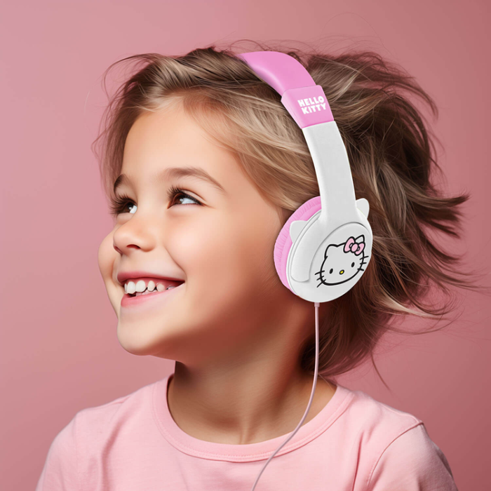 Hello Kitty - Hello Kitty On-Ear Hörlurar Med Öron 85dB Trådbunden - Rosa