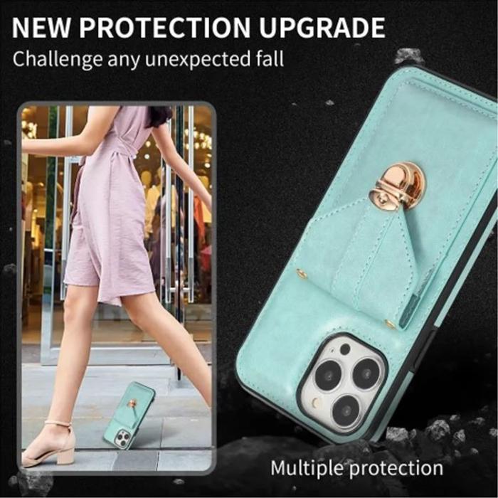 Taltech - iPhone 15 Pro Halsbandsskal Korthållare - Grön