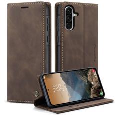 Caseme - CASEME 013 Series Konstl&auml;der Pl&aring;nboksfodral till Samsung Galaxy A36 5G - Kaffe