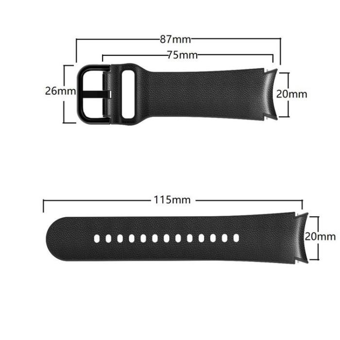 A-One Brand - Galaxy Watch Armband Läder 20MM - Svart