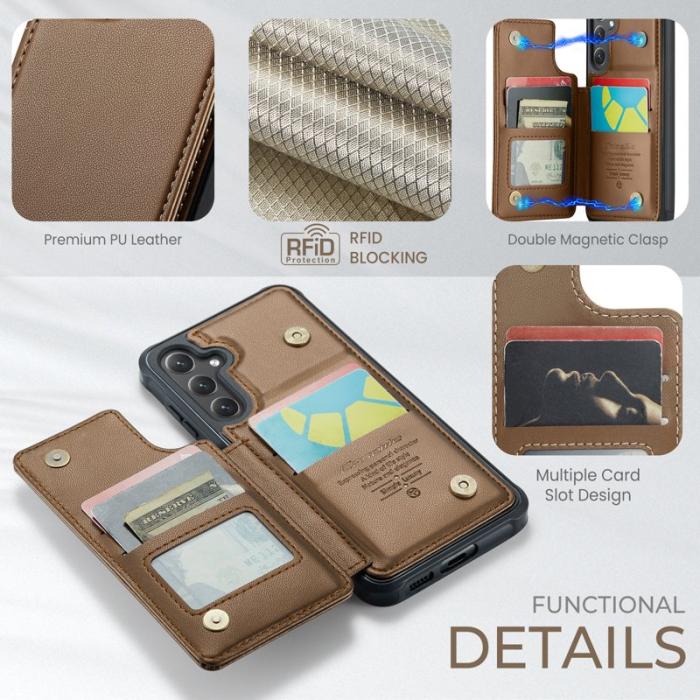 Caseme - CASEME C22 Fodral för Samsung Galaxy S23 FE - Konstläder - Brun