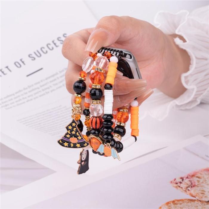 OEM - Apple Watch (49mm/46mm/45mm/44mm/42mm) Armband Halloween Beaded - Ansiktslös