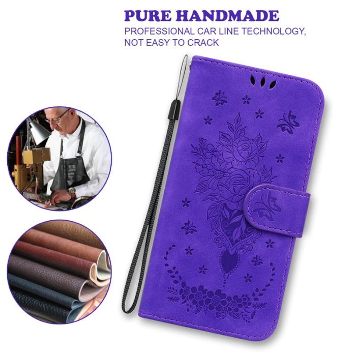 OEM - Samsung Galaxy S26 / S26 Pro Plånboksfodral Konstläder Butterfly Blomma - Lila