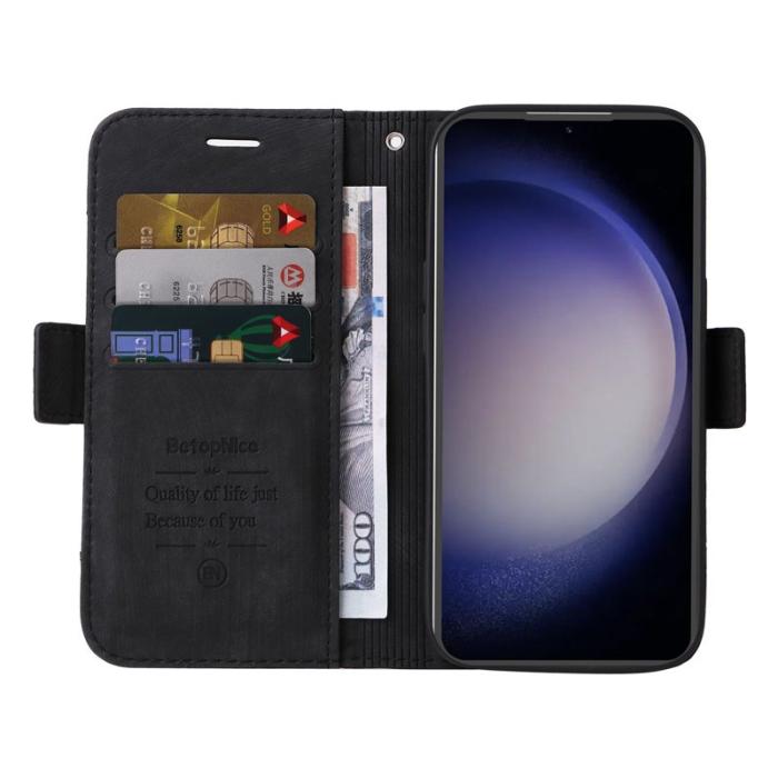 BETOPNICE - BETOPNICE 001 Samsung Galaxy S23 FE Plånboksfodral TPU + Konstläder - Svart