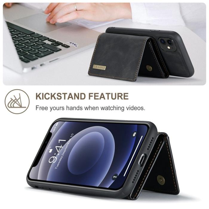 DG.MING - DG.MING M1 Wallet Mobilskal med Kickstand för iPhone 11 - Svart