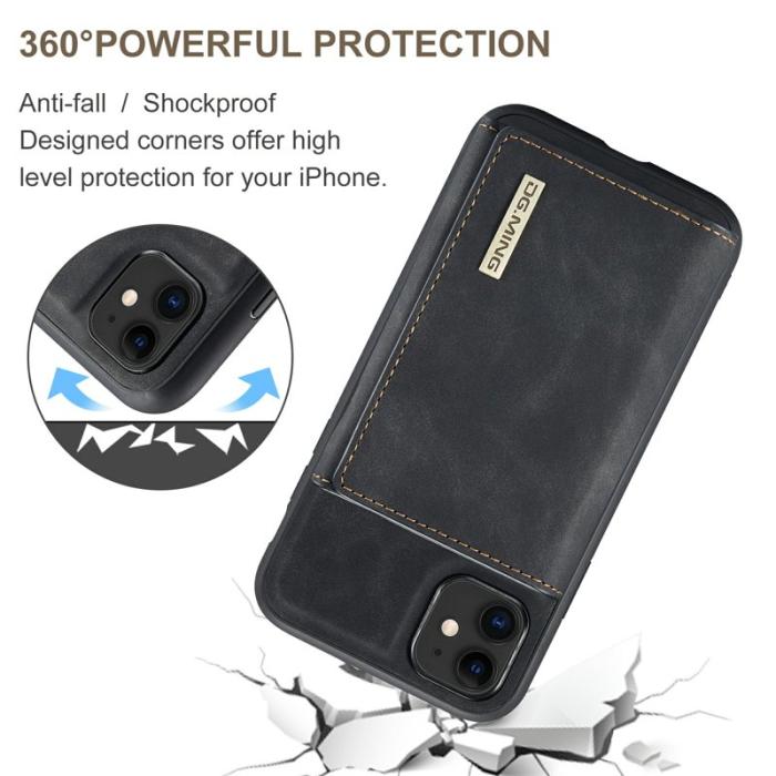 DG.MING - DG.MING M1 Wallet Mobilskal med Kickstand för iPhone 11 - Svart