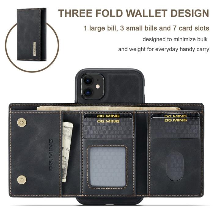 DG.MING - DG.MING M1 Wallet Mobilskal med Kickstand för iPhone 11 - Svart
