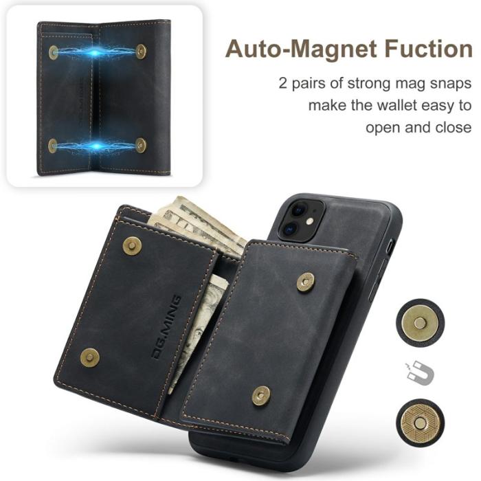 DG.MING - DG.MING M1 Wallet Mobilskal med Kickstand för iPhone 11 - Svart