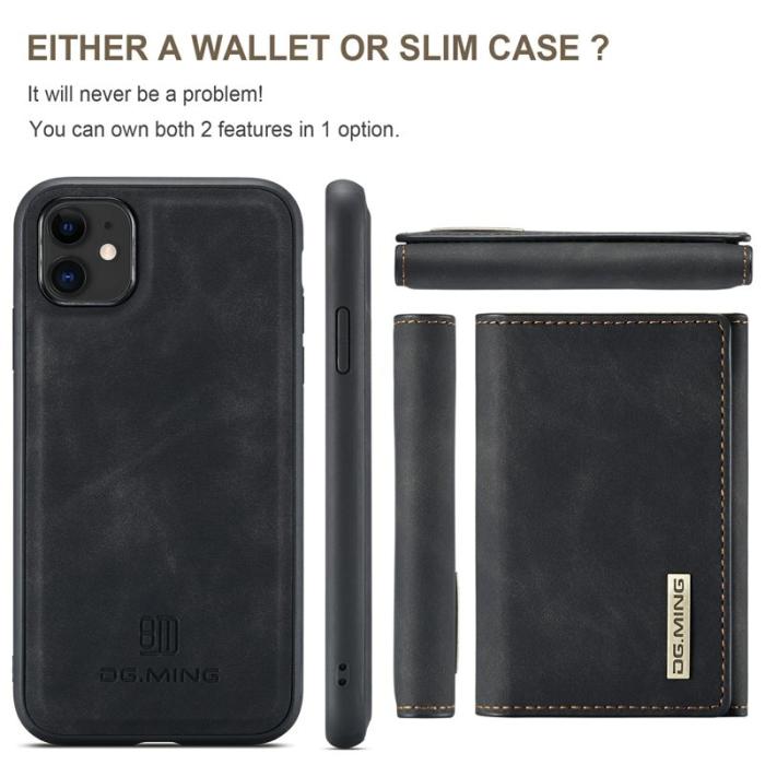 DG.MING - DG.MING M1 Wallet Mobilskal med Kickstand för iPhone 11 - Svart