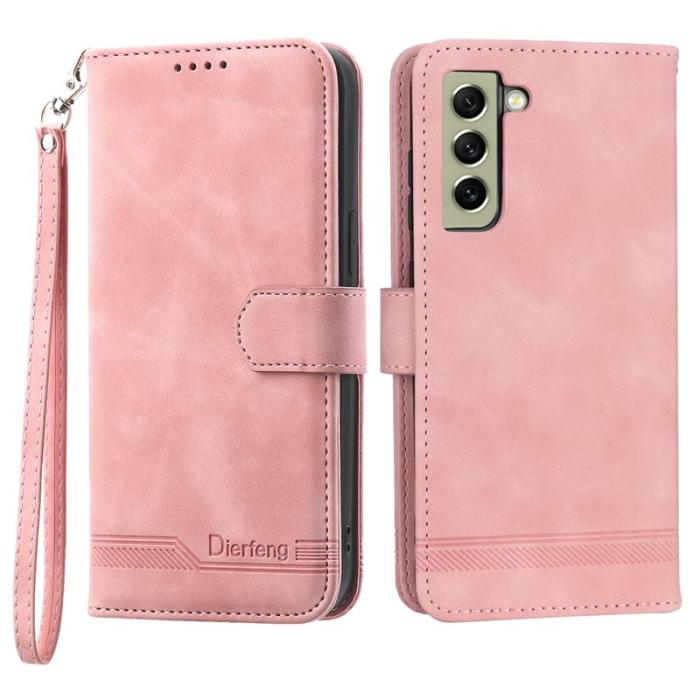 DIERFENG - DIERFENG DF-03 Plånboksfodral för Samsung Galaxy S21 FE 5G - Konstläder - Rosa