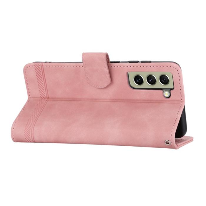 DIERFENG - DIERFENG DF-03 Plånboksfodral för Samsung Galaxy S21 FE 5G - Konstläder - Rosa