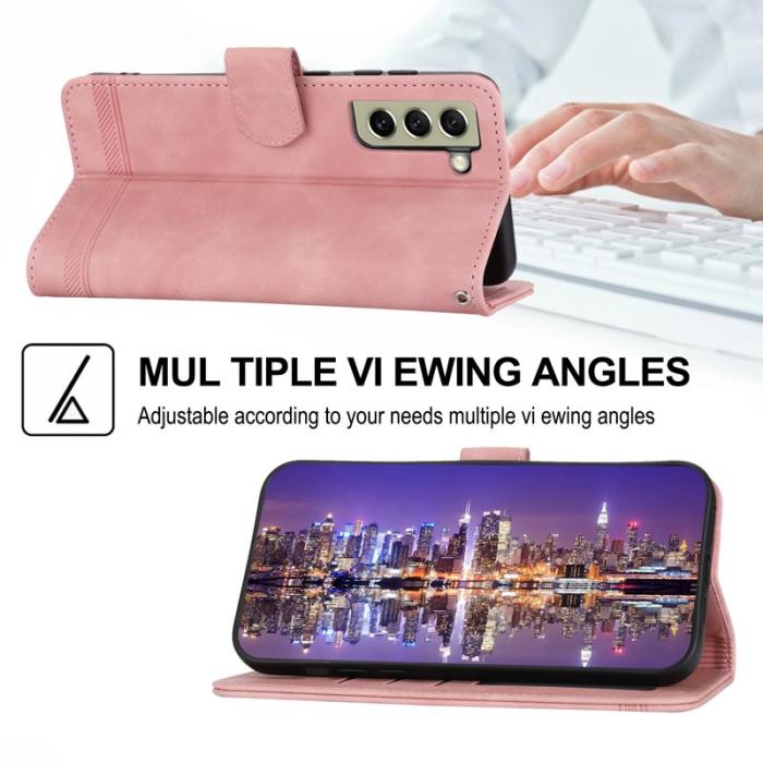 DIERFENG - DIERFENG DF-03 Plånboksfodral för Samsung Galaxy S21 FE 5G - Konstläder - Rosa