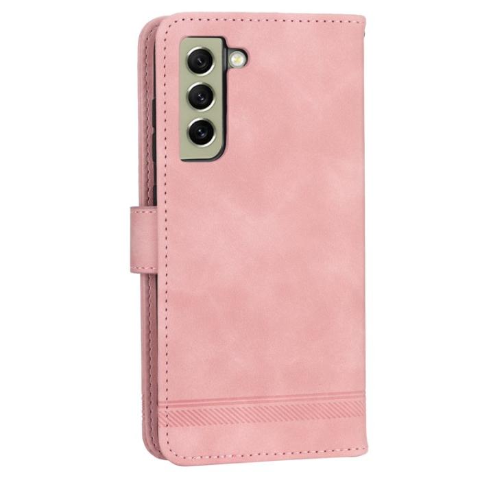 DIERFENG - DIERFENG DF-03 Plånboksfodral för Samsung Galaxy S21 FE 5G - Konstläder - Rosa