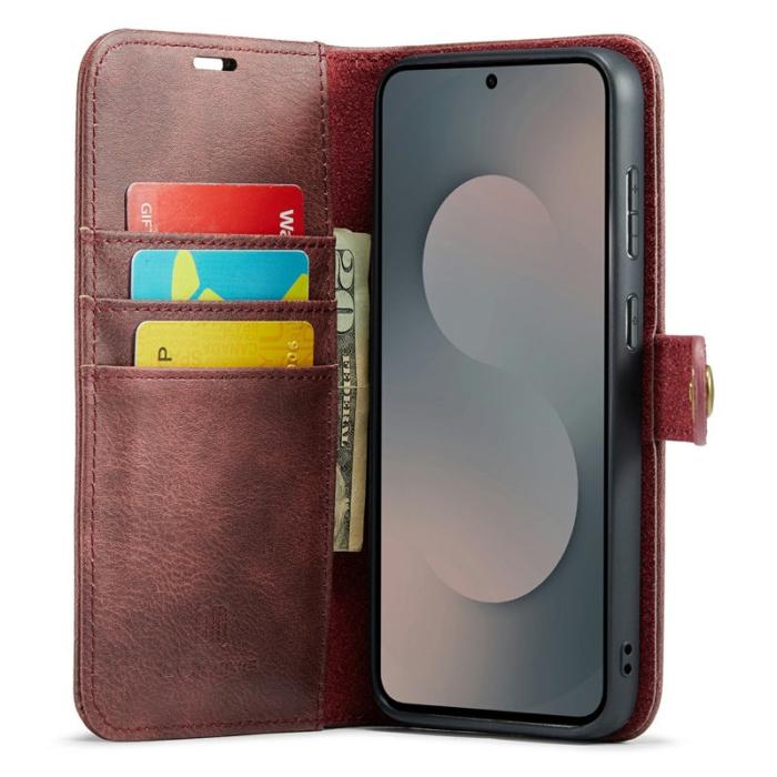 DG.MING - DG.MING Samsung Galaxy S25 FE Plånboksfodral Äkta läder Röd