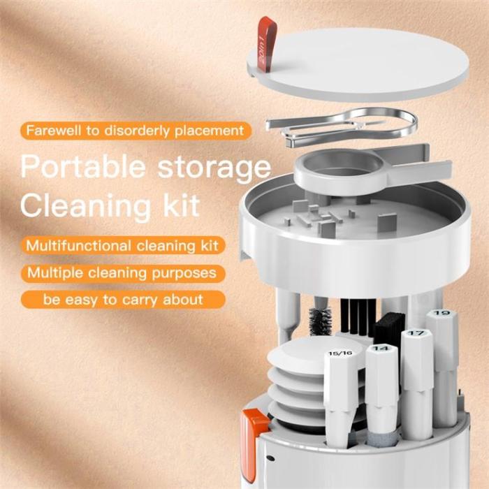 A-One Brand - 20-in-1 Cleaning Tool Kit med Brush - Vit