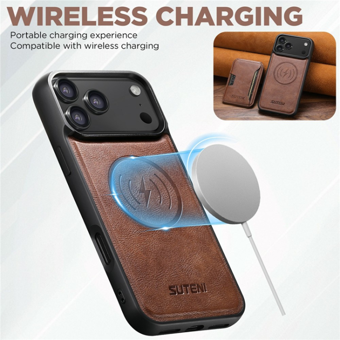 SUTENI - SUTENI iPhone 17 Pro Max Mobilskal MagSafe Cowhide M3 - Brun