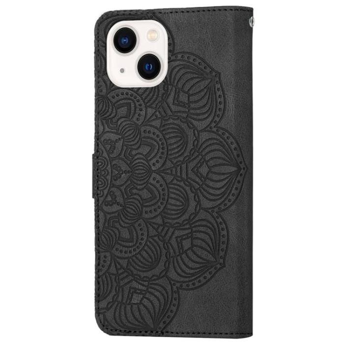 A-One Brand - iPhone 14 Plånboksfodral Mandala Flower - Svart