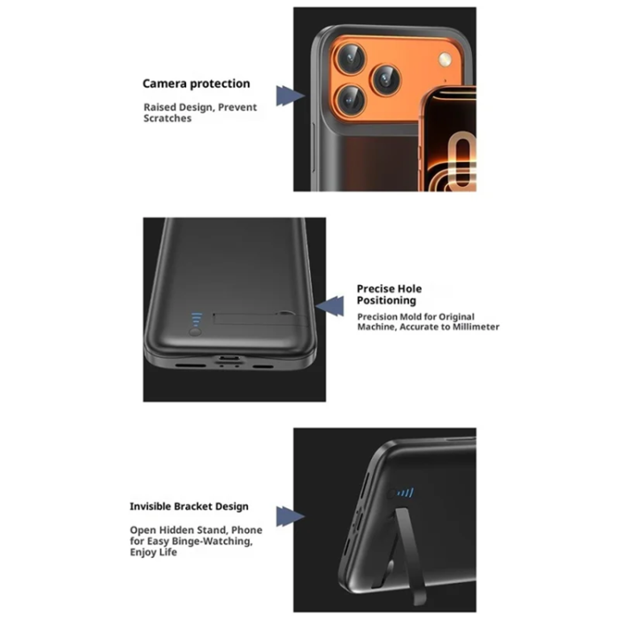 A-One Brand - iPhone 17 Pro Max Batteriskal 6000mAh T93 - Svart