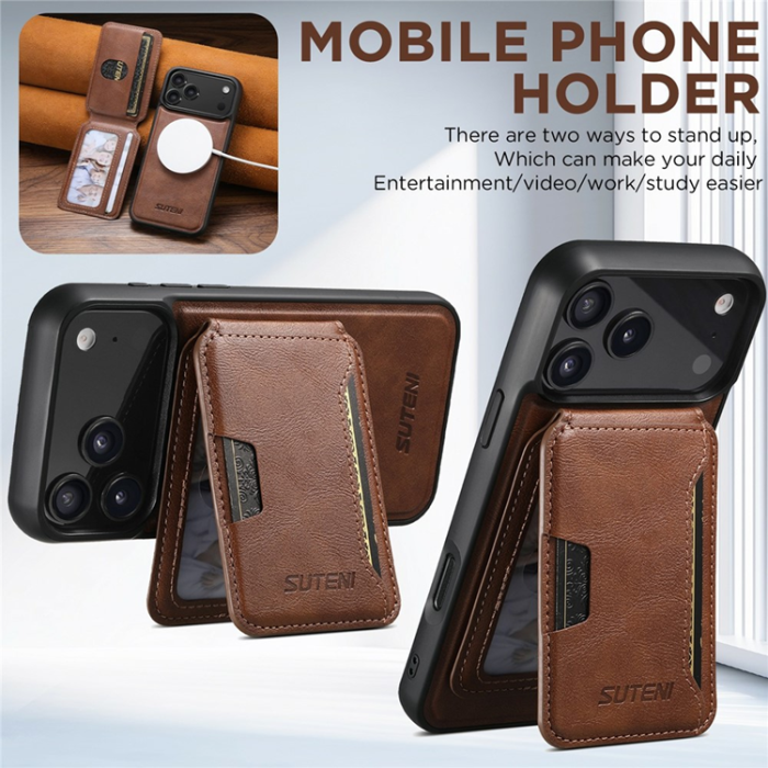 SUTENI - SUTENI iPhone 17 Pro Mobilskal MagSafe Cowhide M3 - Brun