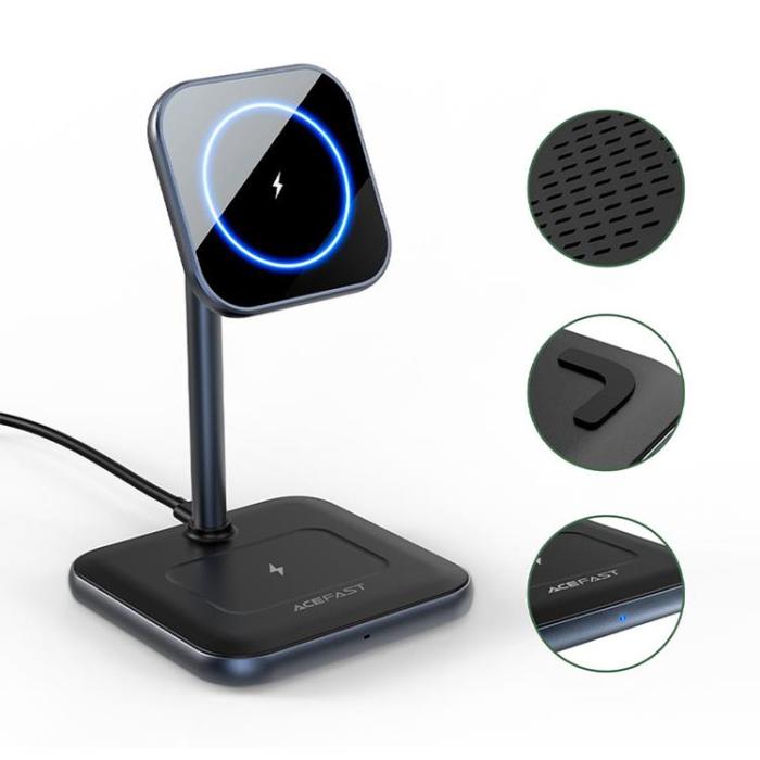 UTGATT - Acefast 2in1 Magsafe Trådlös Laddare iPhone, Airpods 15W - Svart