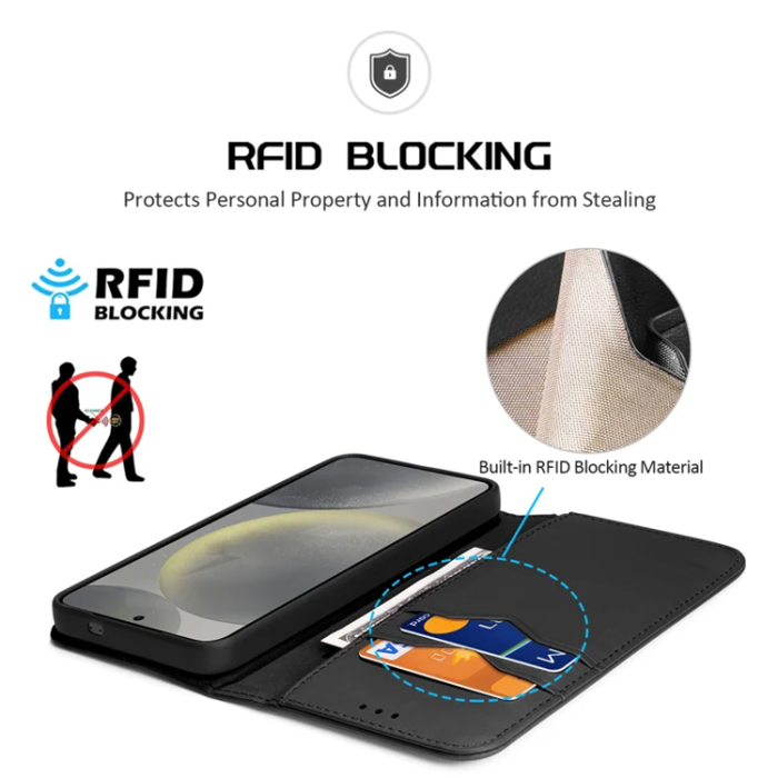 A-One Brand - Dux Ducis Galaxy S25 Plånboksfodral Hivo RFID - Svart