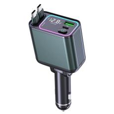 OEM - Billaddare Snabbladdningsadapter och Dubbla Indragbara Typ-C-Kablar GC08A