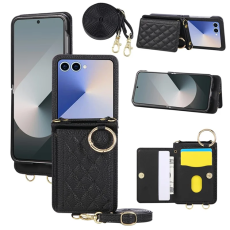 A-One Brand - Galaxy Z Flip 7 5G Mobilskal Korthållare Kickstand Rhombus - Svart