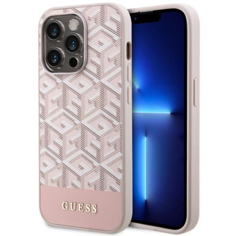 Guess Mobilskal till iPhone 14 Pro MagSafe GCube Stripes - Rosa | 2353 | AlltMobil