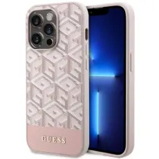 Guess - Guess Mobilskal till iPhone 14 Pro MagSafe GCube Stripes - Rosa
