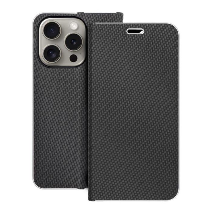 OEM - iPhone 16 Pro Plånboksfodral Luna Carbon - Svart