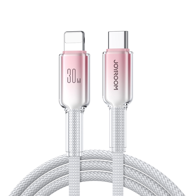 Joyroom S-A42 USB-C - Lightning 30W 1.2m Kabel Crystal-Clear Series - Vit | 3541 | AlltMobil