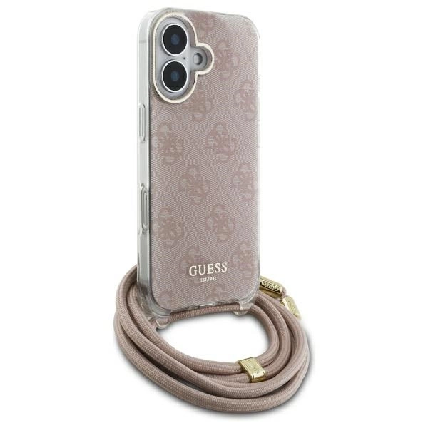 Guess iPhone 16 Mobilskal Crossbody Cord 4G Print - Rosa | 2353 | AlltMobil